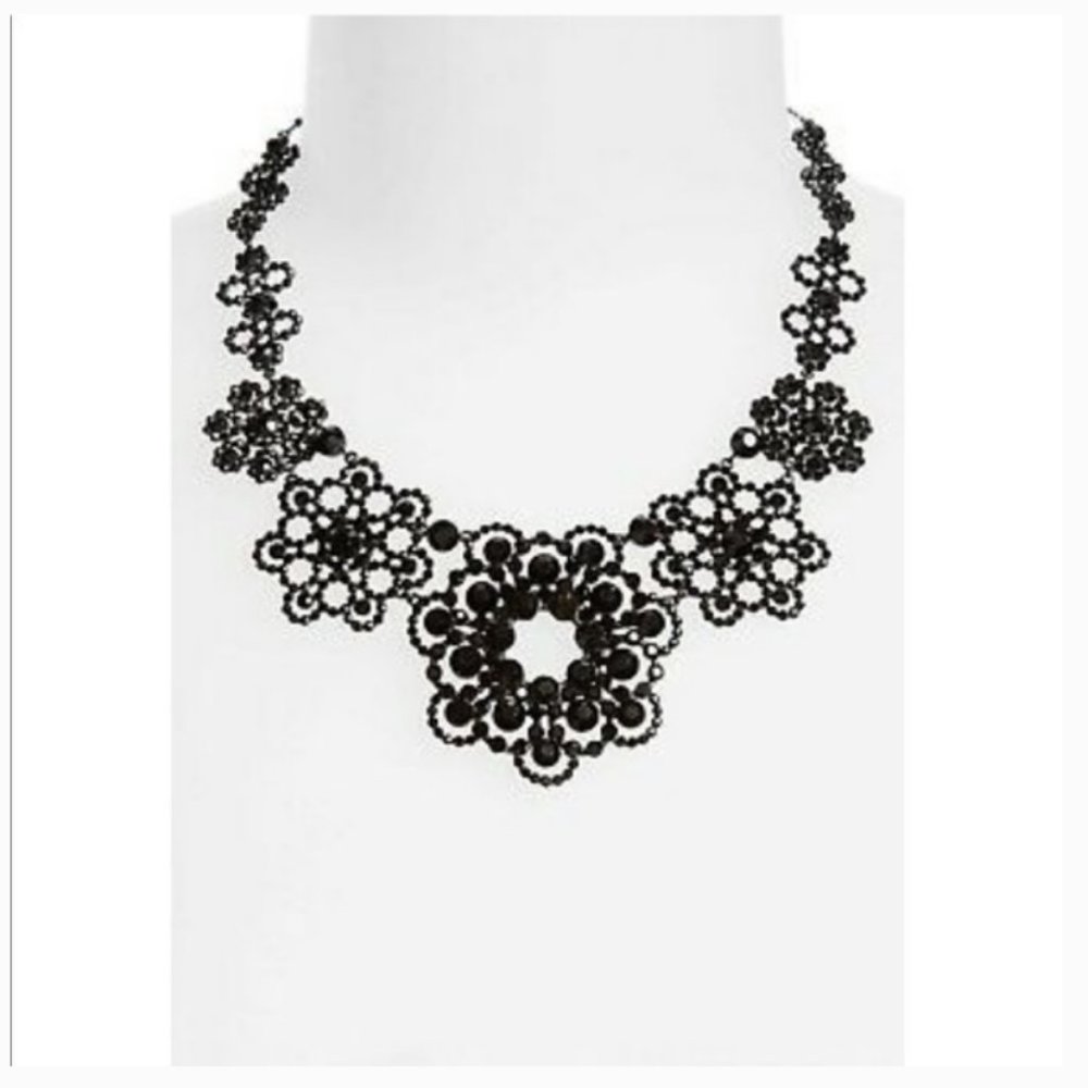 kate spade black crystal lace necklace nwt